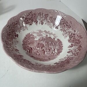 J & G Meakin ~ Romanic England West Gate Red Transferware‎ ~ Serving Bowl 8.5"
